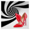 Red High Heels Black White Pattern Print Design