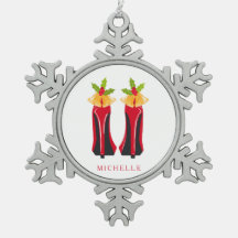 Red High Heels with Christmas Bells