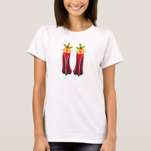 Red High Heels with Christmas Bells T-Shirt