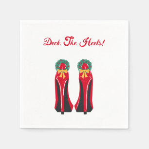 Red High Heels with Christmas Wreaths Napkin