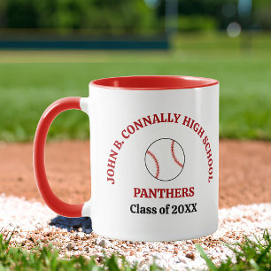 Red High School Baseball Player Personalized Mug