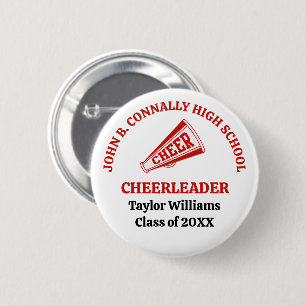 Red High School Cheerleader Personalized 2 Inch Round Button