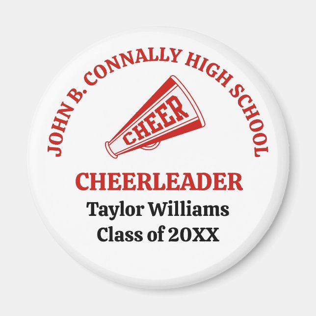 Red High School Cheerleader Personalized Magnet (Front)