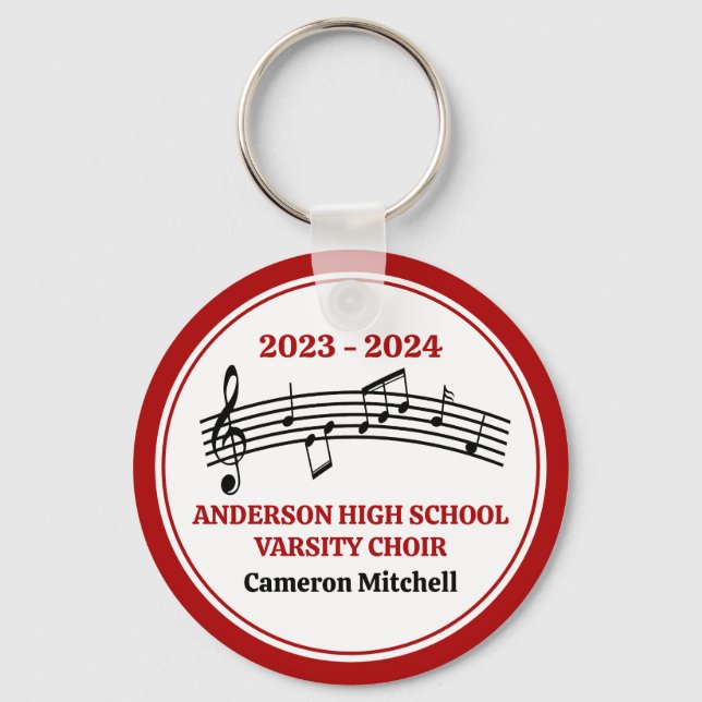 Red High School Choir Personalized Keychain (Front)