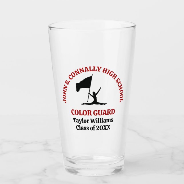 Red High School Colour Guard Personalized Glass (Front)