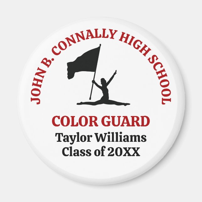 Red High School Colour Guard Personalized Magnet (Front)