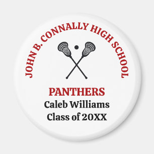 Red High School Lacrosse Team Personalized Magnet