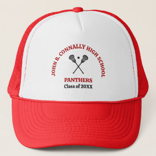 Red High School Lacrosse Team Personalized Trucker Hat