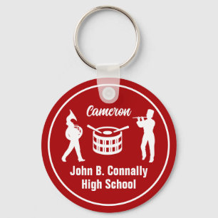 Red High School Marching Band Personalized Keychain