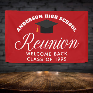 Red High School Reunion Custom Welcome Banner