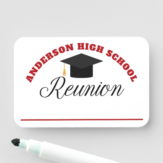 Red High School Reunion Personalized Name Tag (In Situ)