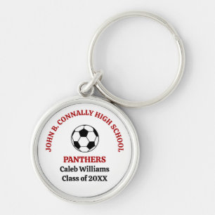 Red High School Soccer Team Personalized Keychain