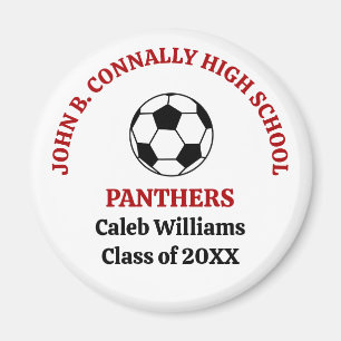 Red High School Soccer Team Personalized Magnet