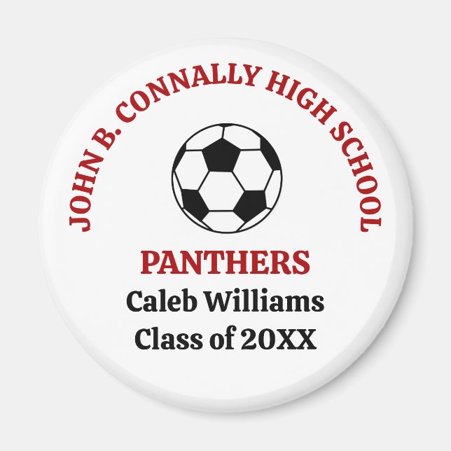 Red High School Soccer Team Personalized Magnet (Front)