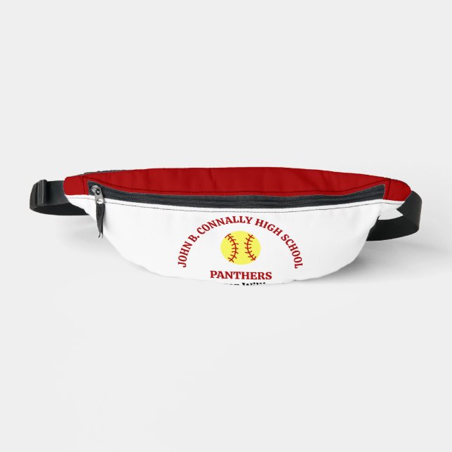 Red High School Softball Player Personalized Fanny Pack (Front)