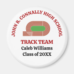 Red High School Track Team Custom Runner Magnet