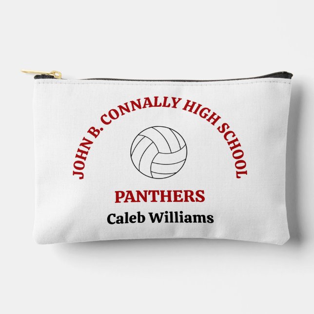 Red High School Volleyball Player Personalized Accessory Pouch (Front)