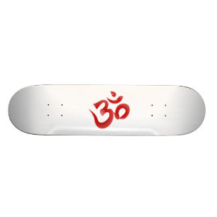 Red Hindu Symbol Om Aum Devanagari Calligraphy Skateboard