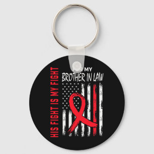 Red His Fight Brother In Law Heart Disease Awarene Keychain
