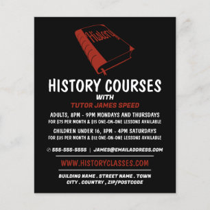 Red History Book, History Course Advertising Flyer