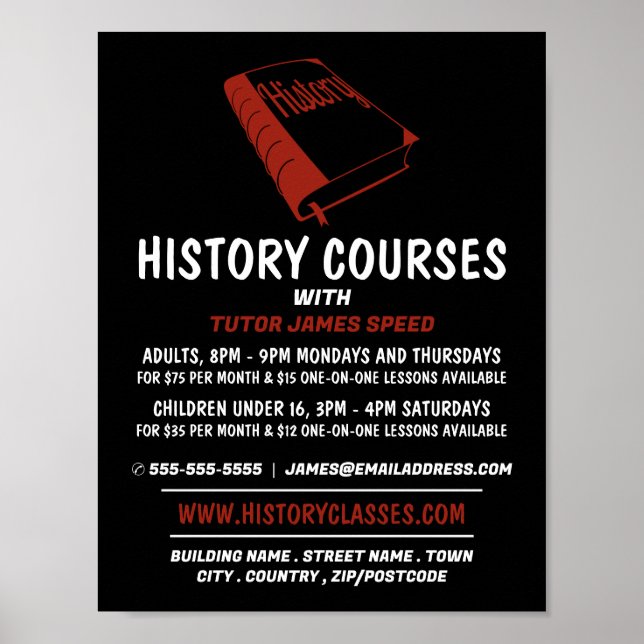 Red History Book, History Course Advertising Poster (Front)