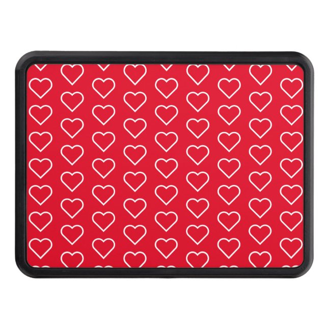 Red Hitch Cover with Hearts - Choose Colours (Front)