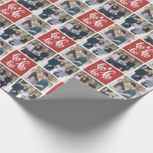 Red Ho Ho Ho Merry Christmas - 3 Photos Wrapping Paper