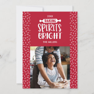 Red   Holiday Baking Spirits Bright Photo Card