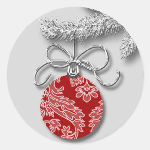 Red Holiday Ball Christmas Cards Envelope Seals