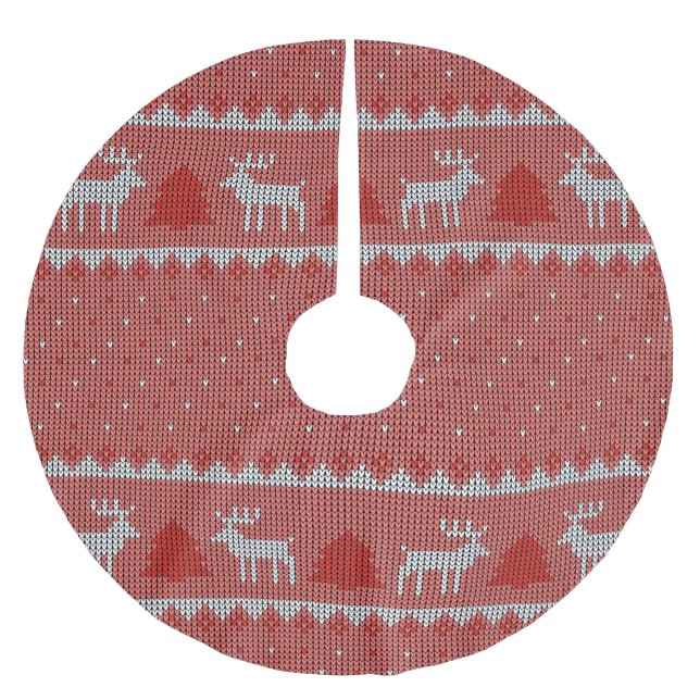 Red Holiday Brushed Polyester Tree Skirt (Front)