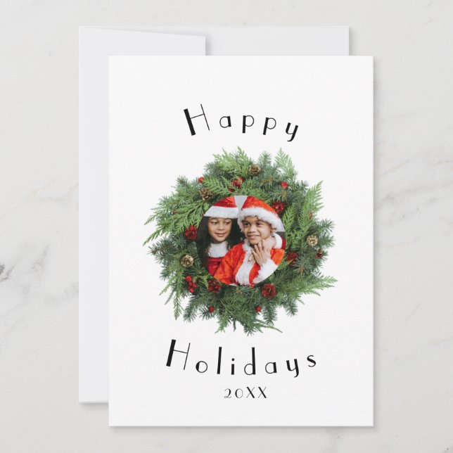 Red Holiday Card Template - Family Christmas Cards (Front)