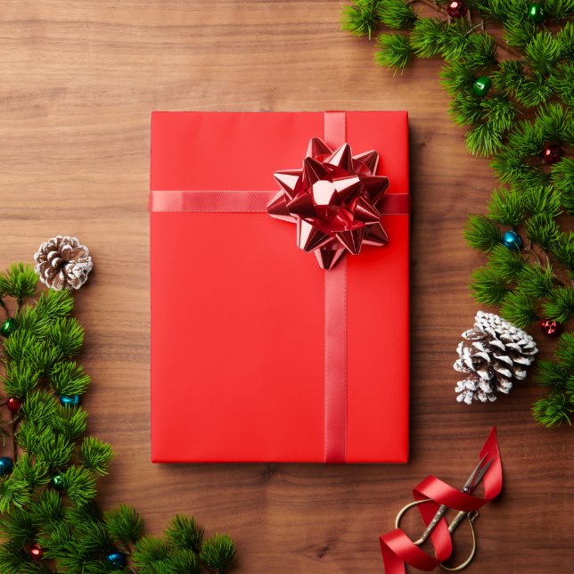 Red Holiday Christmas Festive Solid Colour Plain Wrapping Paper (Holiday Gift)