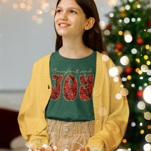 Red Holiday Christmas Poinsettia Comfort & Joy T-Shirt