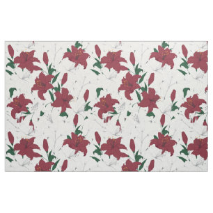Red Holiday Floral Pattern Fabric