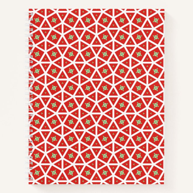 Red Holiday Geometric Star Design Notebook (Front)