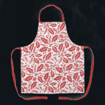 Red Holiday Holly Berry Pattern Apron<br><div class="desc">Featuring our original hand-drawn winter florals. All colours are customizable.</div>