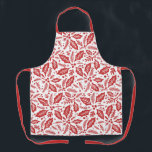 Red Holiday Holly Berry Pattern Apron<br><div class="desc">Featuring our original hand-drawn winter florals. All colours are customizable.</div>