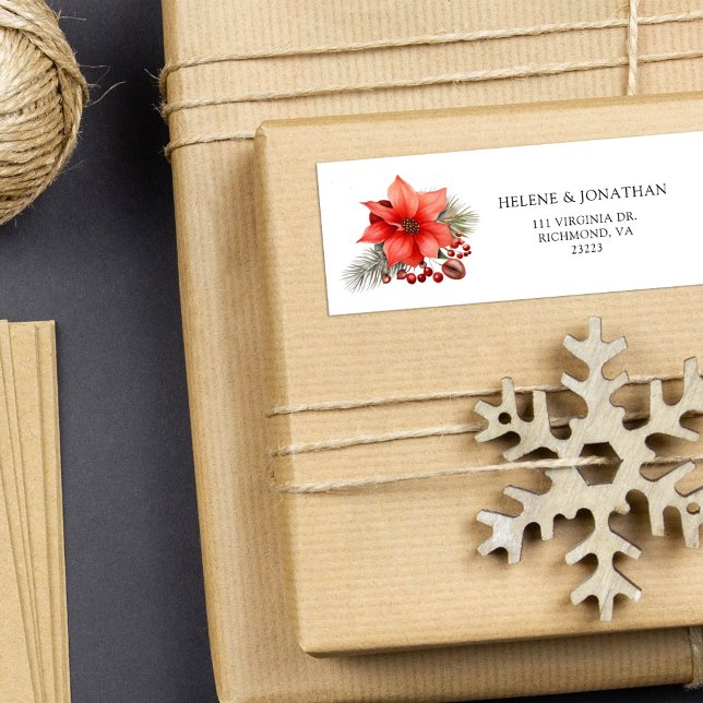 Red Holiday Joyeux Noël Adresse de retour (Red Holiday Merry Christmas Return Address Label)