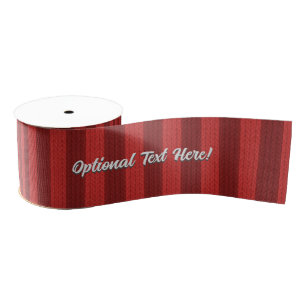 Red Holiday Knit Look Stripe - Add any text to  Grosgrain Ribbon