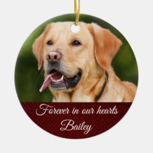 Red Holiday Memorial Pet Dog Customizable Ceramic Ornament