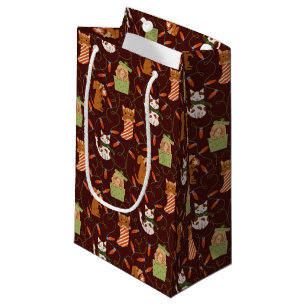 Red Holiday Pets Pattern Small Gift Bag
