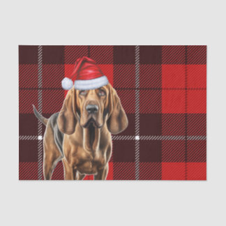 Red Holiday Plaid Christmas Bloodhound Dog Lover Tissue Paper