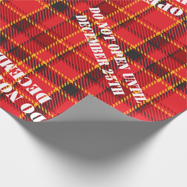 Red Holiday Plaid Custom Stencil Greeting Wrapping Paper (Corner)
