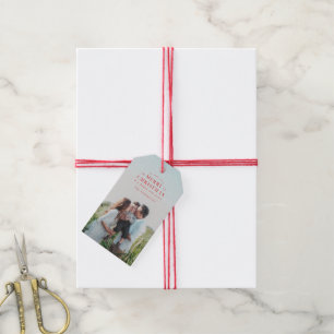 Red Holiday Plaid Photo Christmas Gift Tags