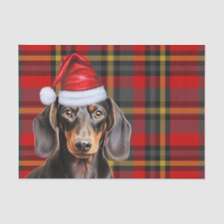 Red Holiday Plaid Smooth Coat Dachshund Christmas Tissue Paper