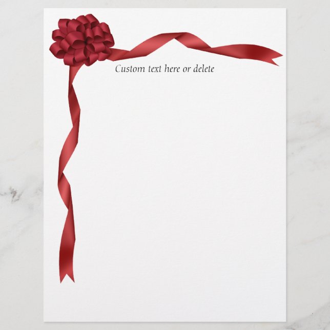 Red Holiday Ribbon Christmas Letterhead (Front)