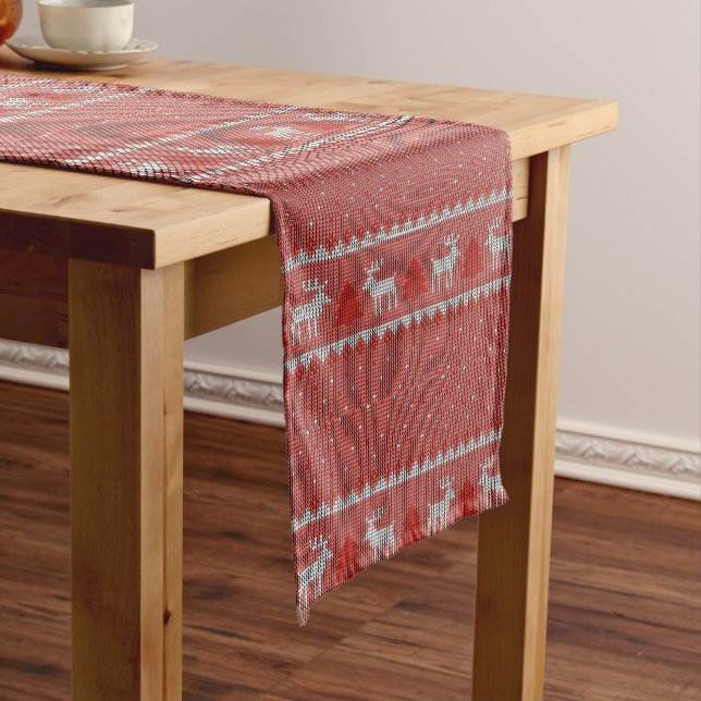 Red Holiday Short Table Runner (In Situ)