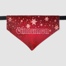Red Holiday Stars Dog Name Pet Bandana Collar