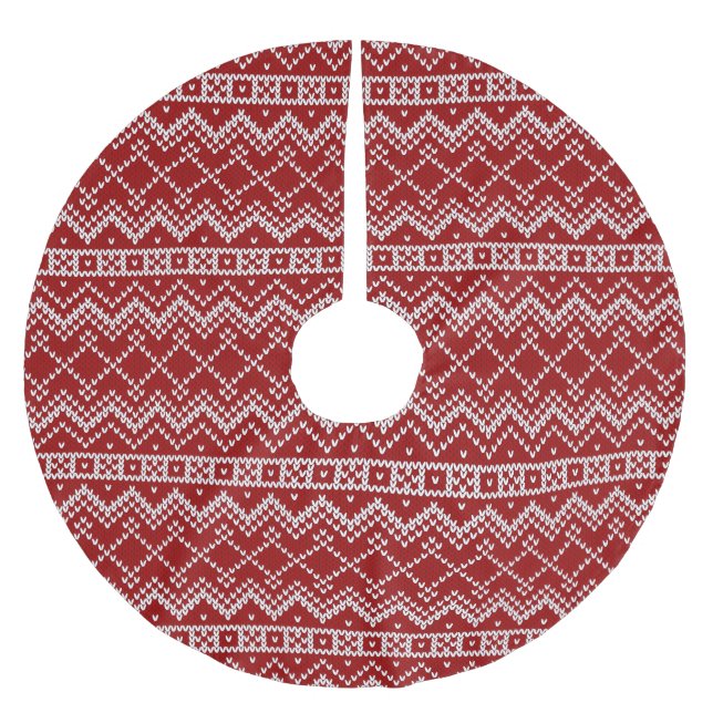 Red Holiday Sweater Brushed Polyester Tree Skirt (Front)