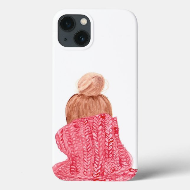 Red Holiday/Winter Sweater iPhone Case (Back)